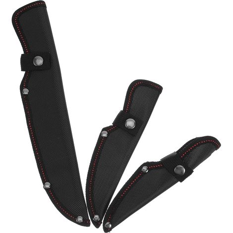 Étuis à Couteaux Noirs en Tissu Oxford avec Boutons-pression, Lot de 3, Protection Complète Portable pour Rangement Sûr des Outils Cuisine en Voyage (1/5)