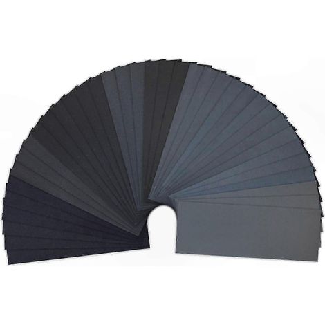 Packung mit 36 Schleifblättern in verschiedenen Körnungen, 23 x 9,3 cm, Nass- und Trockenschleifpapier für alle Arten von Schleifarbeiten (1/5)