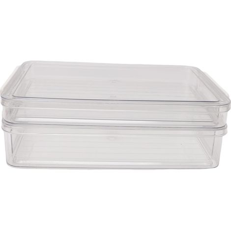 2 pièces bacs de rangement de fichiers en plastique plat avec couvercles verrouillables organisateur de documents boîte de projet portable empilable transparente pour papier de format A4 L + S (1/5)