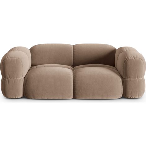 Canapé 3 places en velours beige foncé (1/5)