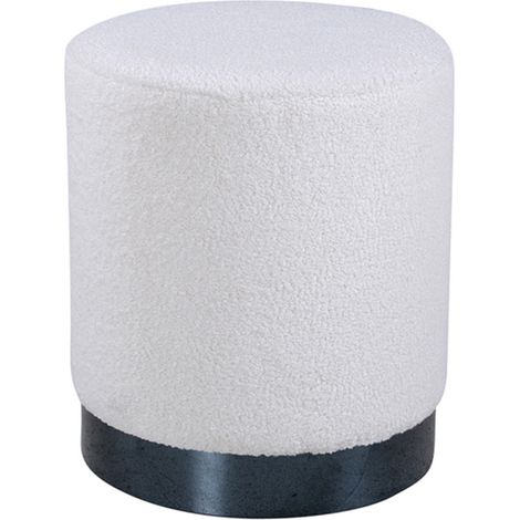 Pouf Rond Bouclé "Benji" 43cm Blanc & Noir (1/5)