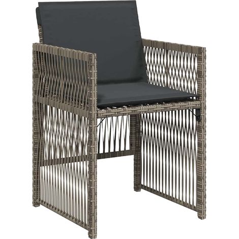 Garden Chairs with Cushions 4 pcs Grey Poly Rattan vidaXL (1/5)