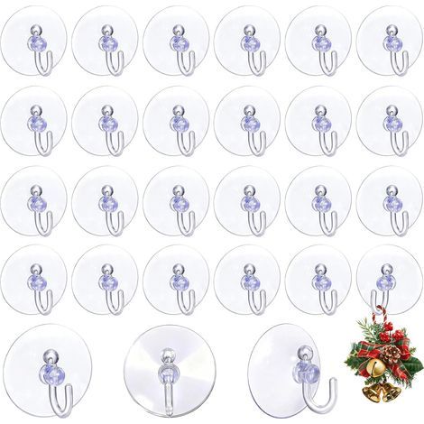 Crochet Ventouse Transparent, 40 Pièces Petites Crochets à Ventouses en PVC de 40mm, Ronde Ventouses avec Crochets pour Salle de Bain, Cuisine/Maison, Mural, Serviette de Douche, Fenêtre, Déco de Noël (1/5)