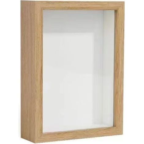 Minimalistischer 3D-Hohl-Fotorahmen, 20 cm (8 Zoll), DIY – Naturholzfarbe