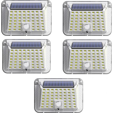 LaBlanc - Pack de 5 luces solares para exterior con sensor de movimiento - 90 LED, 1200 mAh - Iluminación exterior resistente al agua hasta 270° - Ideal para decoración de jardín