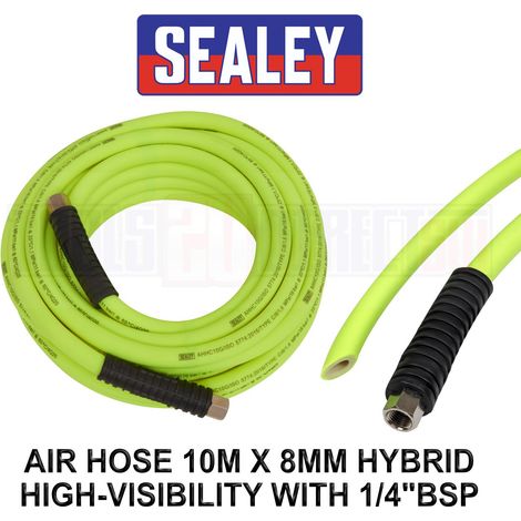 Sealey Air Line Hose 10m x 8mm Hybrid High Visibility Inc 1/4BSP Union AHHC10G