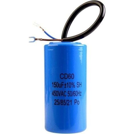 CD60 AC 450V 150µF 50/60Hz Kondensator, elektrischer Kondensator, Anlaufkondensator für Motoren, mit Kabel, für Kühlschrank, Motor, Pumpe, Generator (1/3)