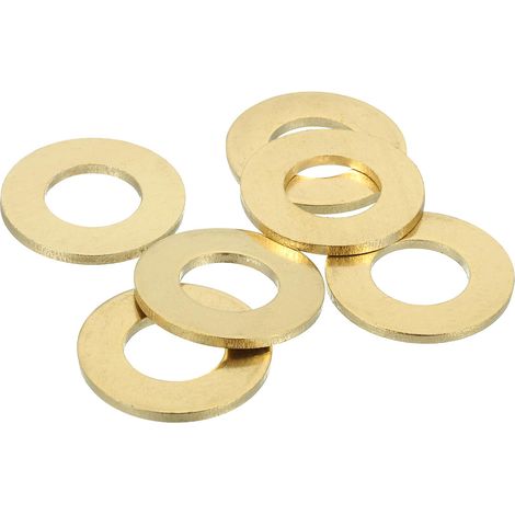 6Pcs Rondelle Métal Plate Laiton, Kit Rondelles Cuivre M14 Rondelles D'Écrasement Assortiment, 14mm ID, 28mm OD, 2mm Épaisseur Pour Boulons Vis Réparation, Construction (1/5)