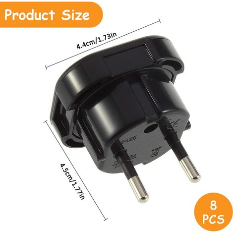 Adattatore da viaggio per spina UK a spina UE da 8 pezzi, adattatore da spina UK a spina UE da 3 pin a spina Europa/Francia da 2 pin, accessori da viaggio (1/4)