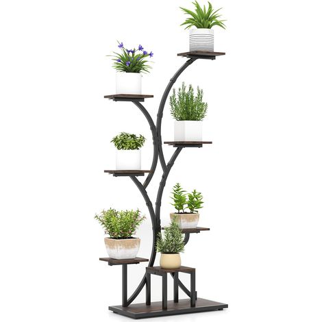 COSTWAY Scaffale per Piante da Interno ed Esterno, Porta Piante con Luci di Crescita, 8 Ripiani in Metallo ad Angolo, Porta Vasi per Balcone, Giardino e Soggiorno, 67 x 30 x 146 cm (1) (1/5)