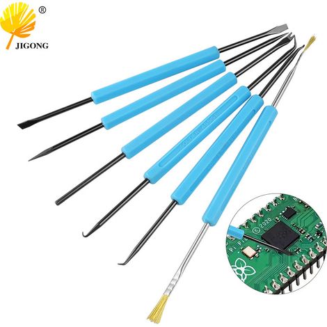 Kit d'outils de soudure 6 pièces pour le dessoudage et le soudage de circuits imprimés, kit de soudure pour circuits imprimés, outil de réparation de soudure (1/5)