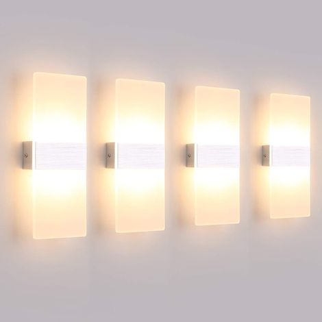 4 Pack Applique Murale Interieur 9W LED Lampe Murale Designe Créatif Décoratif Pour Chambre Couloir Salon Hôtel Salle Blanc Chaud 3000K, 780 Lumen [Classe énergétique F]