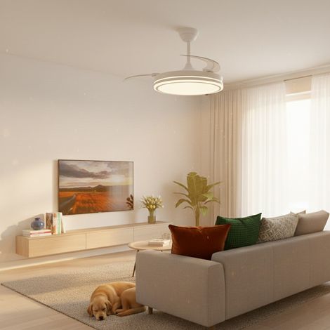 Ventilador LED aspas retráctiles Night ECO Blanco 48W 5040Lm