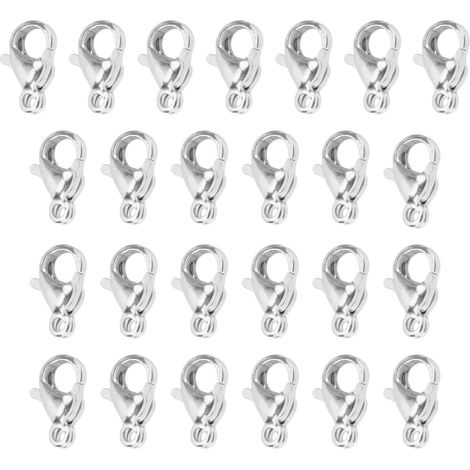 25Pcs Lobster Claw Clasps Stainless Steel Lobster Clips for DIY Bracelets Necklace Jewelry Making 9x6mmSteel Color (1/5)