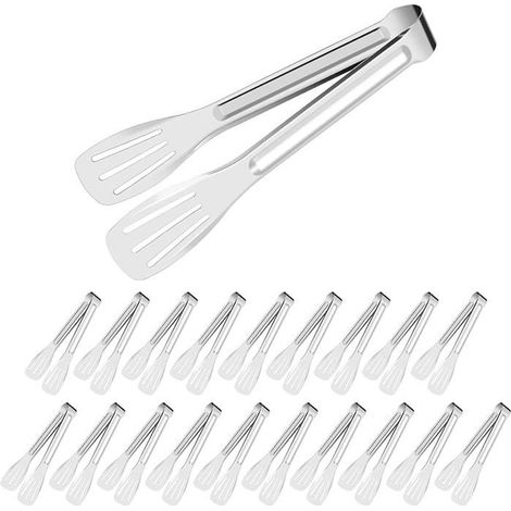 20 pièces Pinces Cuisine, 17,8 cm, acier inoxydable alimentaire, pinces à salade et barbecue, idéales pour buffet, pique-nique et cuisine quotidienne