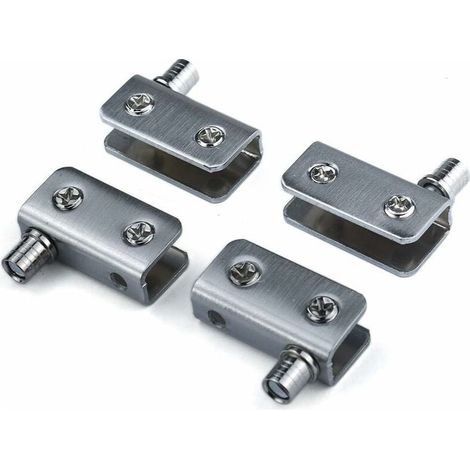 Charnière pour meubleCharnières de porte en verre Charnière à pivot à 90 °, verre sans perforation, acier inoxydable, ajustement pour verre de 5-8mm,Starlight,Paquet de 4 (1/5)