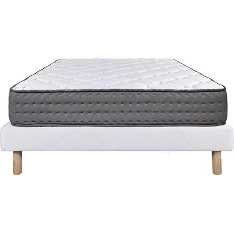 ZENITH - Ensemble Matelas Mousse Ep.20cm + Sommier Tapissier Blanc 140x190 cm (1/5)