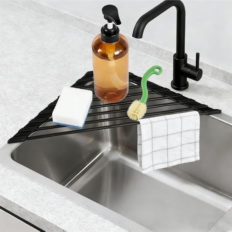Compact Triangle Silicone Covered Dish Drainer for Sink Corner (1/5)