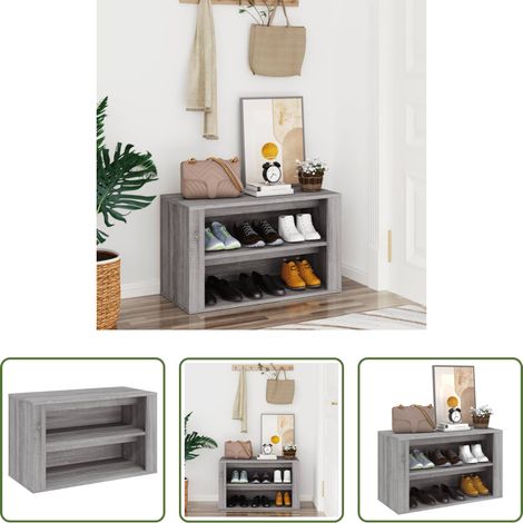 vidaXL Schuhregal Sonoma -  Schuhregal Grau Sonoma 75x35x45 cm Holzwerkstoff (1/5)