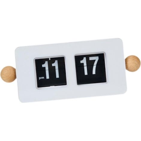 Réveil automatique à affichage à bascule, objet de décoration de bureau, convenant aux tables de chevet, aux chambres et aux tables à manger, blanc. (1/4)