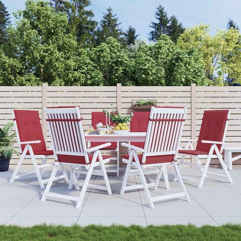 vidaXL Cojín silla de jardín respaldo alto 6 uds tela rojo 120x50x3 cm (1/5)
