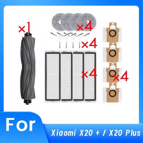 Filtre pour aspirateur brosse pour aspirateur Filtre de brosse pour aspirateur filtre de 17PCS X20+ X20 Plus Aspirateur pièce détachée Brosse Filtre Sac à poussière Serpillière Cloth and Main B (1/5)