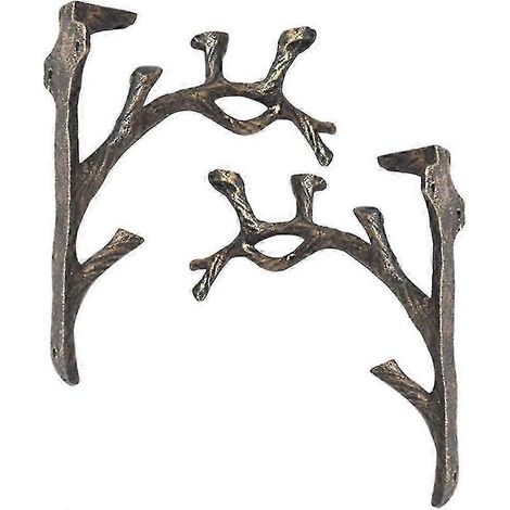 Supports d'étagère vintage (2 pièces), en fonte, forme de branche carrée, finition vieillie, support triangulaire, pa-AquaForge (1/5)