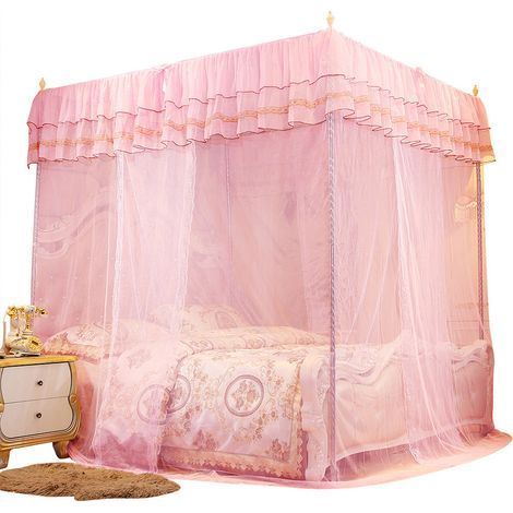 Lit princesse de luxe avec ouverture sur trois côtés, voilage pour baldaquin, moustiquaire pour lit, taille M (1/5)