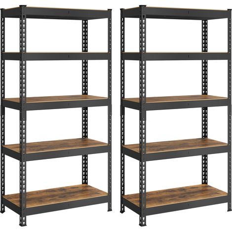 Rayonnages, Lot de 2, Étagères de rangement à 5 tablettes, 45 x 90 x 180 cm, capacité de charge jusqu'à 875 kg, noir, SONGMICS (1/5)