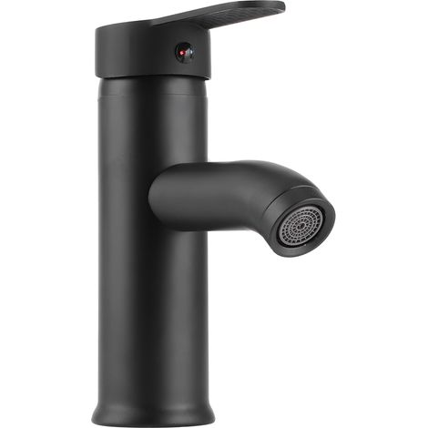 Robinet Lavabo Inox Noir Chaude Froide, Mitigeur bas (1/5)