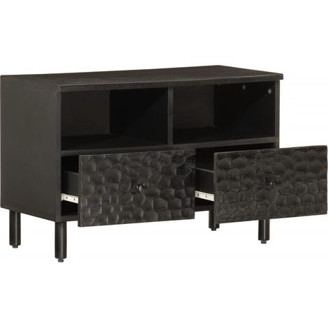 Mobile TV Armadietto TV Mobile Porta TV Nero 70x33x46 cm in Legno Massello di Mango (1/3)