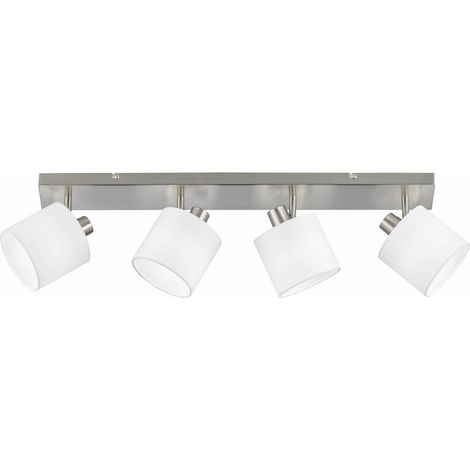 Spot de plafond orientable 4xE14 IKERIS RL argent et blanc abat-jours textiles cylindre (1/2)