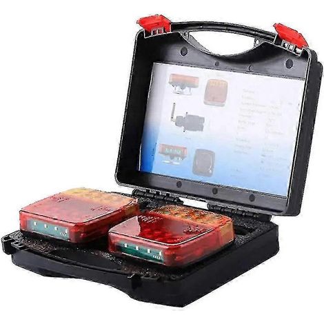 Lot de 2 feux arrière magnétiques sans fil à LED pour camion, remorque, signalisation (1/4)