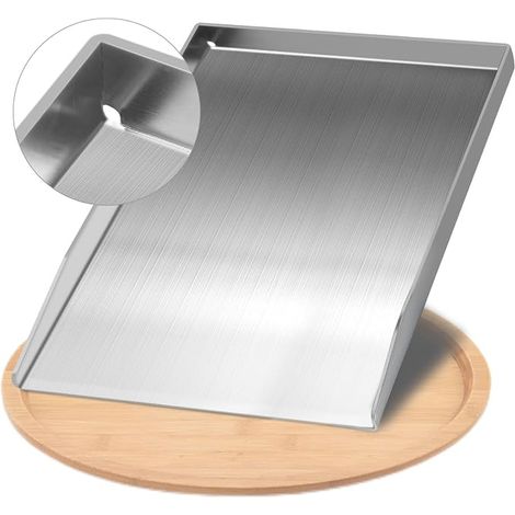 Plaque Plancha en Acier Inoxydable 28 x 20 cm, Plaque de Cuisson Réutilisable, Accessoire de Barbecue pour Barbecue à Gaz, Charbon et Jardin Extérieur (1/5)