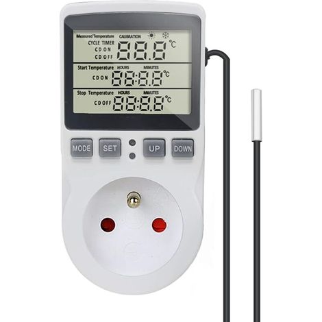Digitaler Thermostat-Temperaturregler, Steckdose 230 V, 16 A, mit Sensor, Heizung, Kühlschrank, Thermostatregler für Gewächshaus, Reptilien, Terrarium, Zuhause
