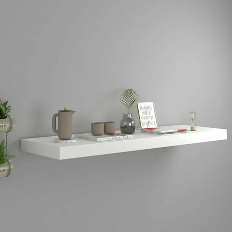 etagere murale flottante Blanc 80x23,5x3,8 cm MDF (1/5)