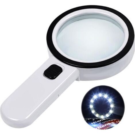 Loupe avec 12 LED, loupe de lecture portative à double lentille en verre 30X, pour personnes âgées
