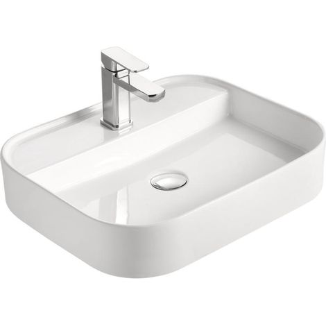 Vasque à poser rectangulaire -55 x 45 cm -Blanc -KAIA (1/5)
