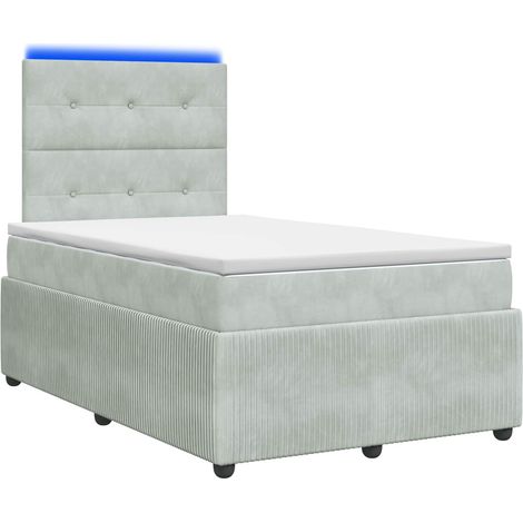 Maison Exclusive - Lit boxspring LED avec matelas Gris clair 120 x 190 cm Velours (1/5)