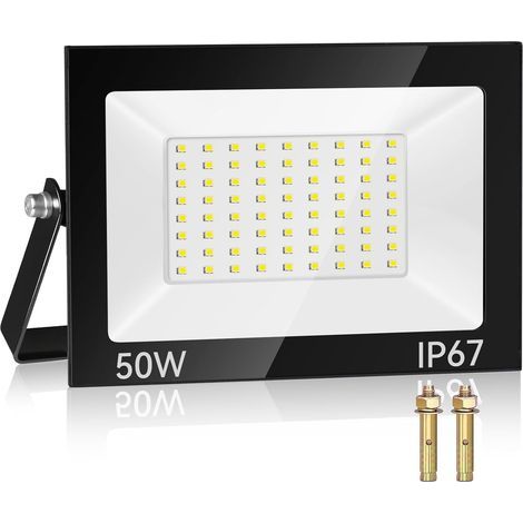 x 50W LED Floodlight, 72 Chips, 5000LM, Aluminum Housing, IP67, Cool White 7000K, For Garden, Garage, Terrace (1/5)