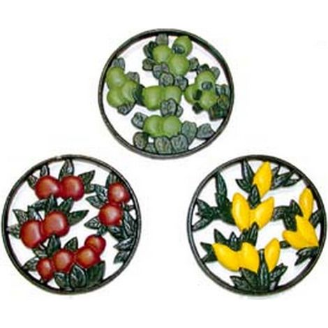 1PZ SOTTOPENTOLE TONDI IN GHISA DECORATI - in set da pz.3