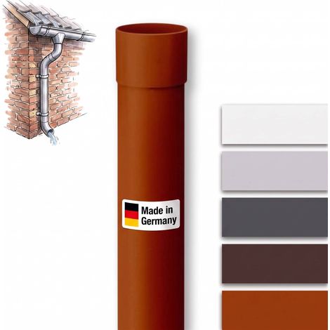 INEFA Tuyau de descente PVC 200 cm, accessoires de gouttière, montage simple par emboîtement, Made in Germany - 100mm, 1 pièce brun