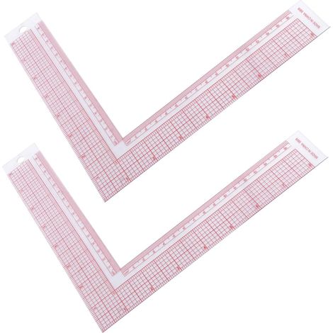 2pièces Règle de Couture à Grille Transparente Plastique de Équerres à Degrés pour Mesure des Patrons Création de Vêtements (1/5)
