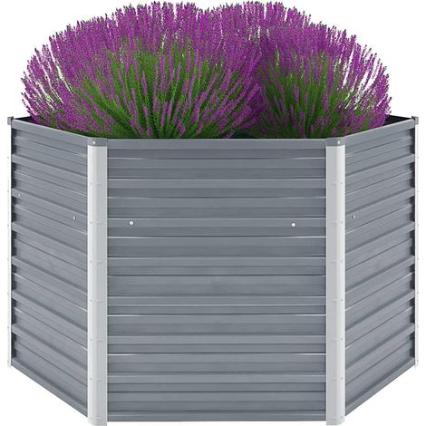 Garten-Hochbeet Verzinkter Stahl 129x129x77 cm Grau