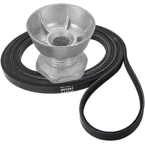 Courroie de sèche-linge 341241 et poulie moteur 8066184 pour sèche-linge Whirlpool et Kenmore - Remplace les références : PS11744884 et W10290525-JXLGV (1/5)