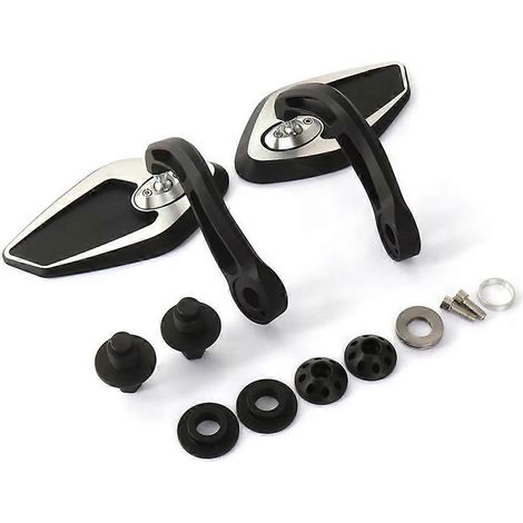 Motorrad-Rückspiegel-Lenkerspiegel-Set Schwarz Silber