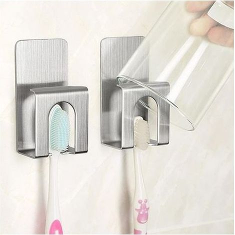 2 pièces Porte Brosse à Dents Mural, Support Brosse a Dent Electrique en Acier Inoxydable 304, Porte Brosse à Dents Electrique, pour Salle de Bain, Multi Fonctions Rangement pour Dentifrice, Ras (1/5)