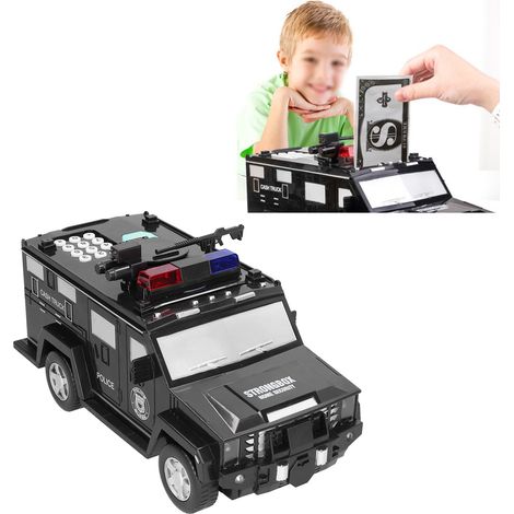 Elektronische Spardose in Form eines gepanzerten Autos für Kinder, lila, mit automatischem Rollmechanismus, Passwortschutz, Sicherheits- und Sparfunktion, Kunststoffmodell, ca. 28 x 14 x 13 cm (1/5)
