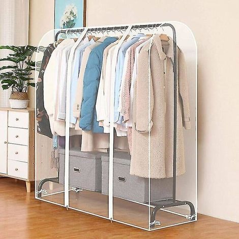 Housse de vêtements lavable, housse anti-poussière transparente et imperméable, housse de protection universelle pour penderie et portant (1/5)