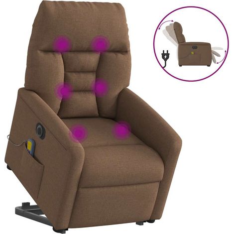 Elektrischer Massagesessel mit Aufstehhilfe Braun Stoff